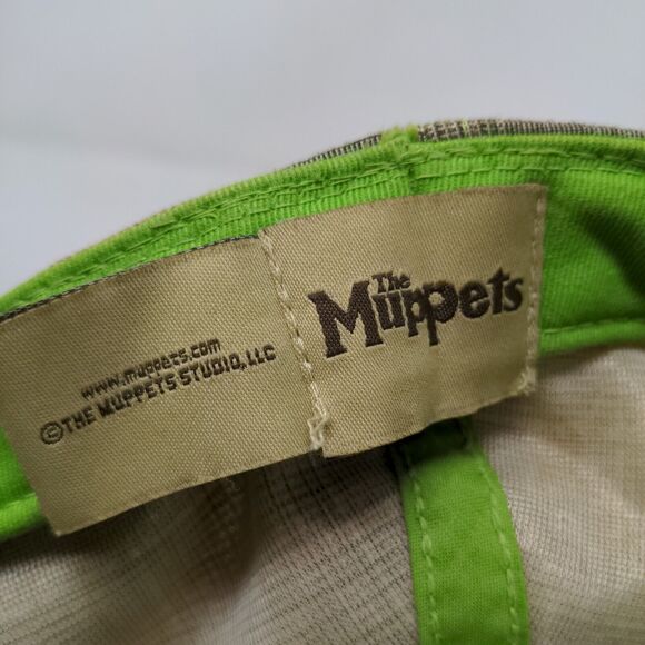 The Muppets Men's Fitted Hat Stretch Kermit the Frog Gray Plaid Poly Blend - Picture 9 of 10